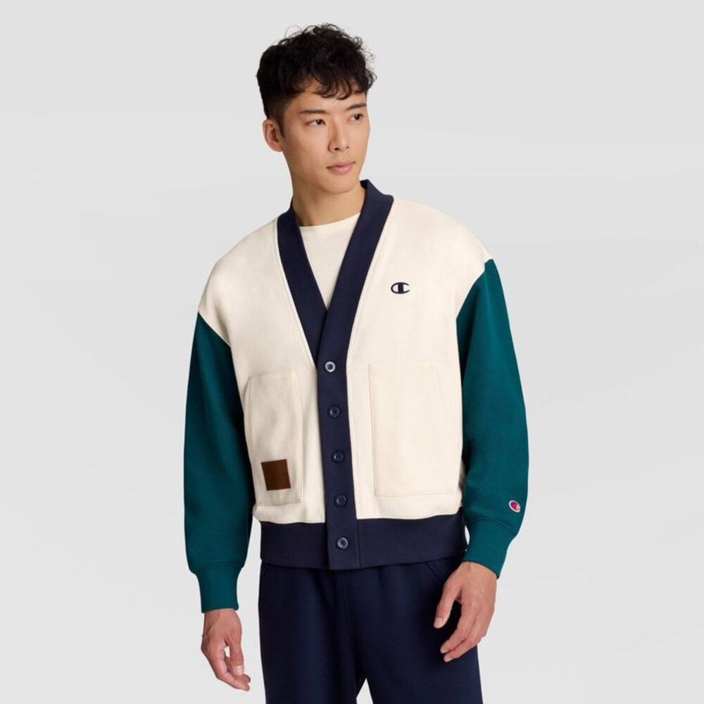 Champion Men's Fleece Cardigan - Unbleached Cotton XL